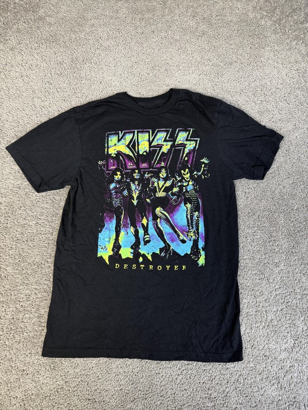 KISS Shirt Mens S Black Destroyer Graphic Crew Neck Tagless Cotton Band Tee